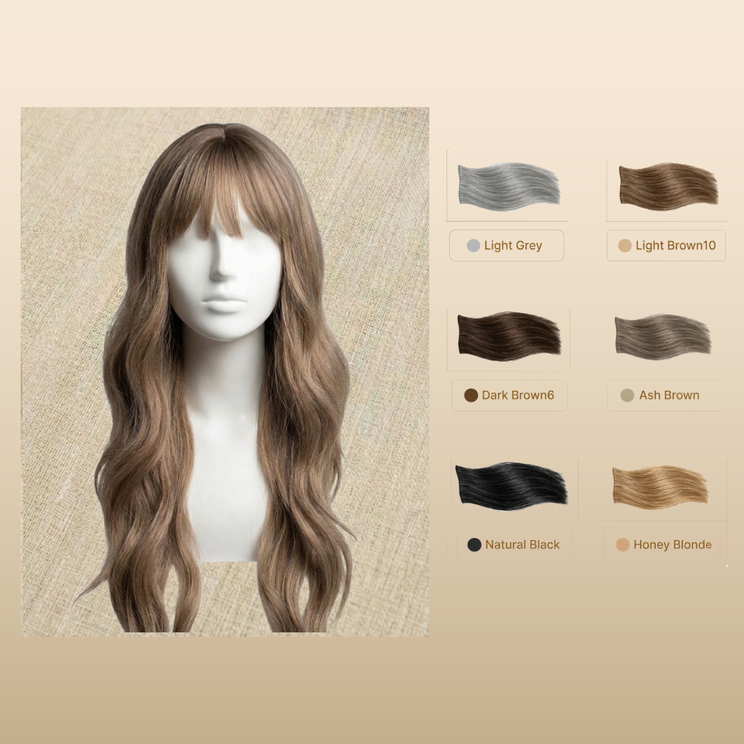Long wig with curtain bangs